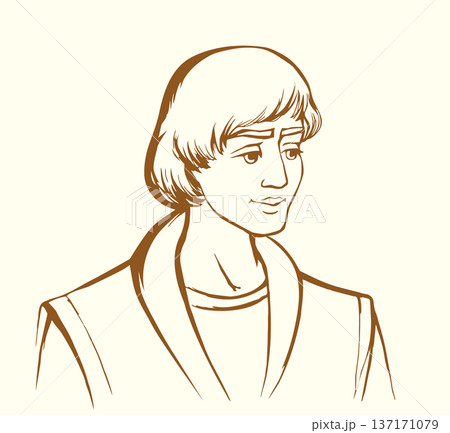 Vector drawing. Young guy servant page 137171079