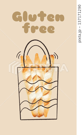Basket with gluten free bread for happy Easter celebration in a simple kitchen setting Basket with gluten free bread for happy Easter celebration in a simple kitchen setting 137171290