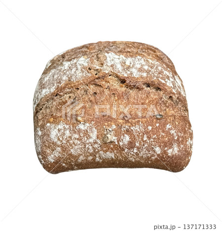 Hearty seeded sourdough bread loaf on white Hearty seeded sourdough bread loaf on white 137171333