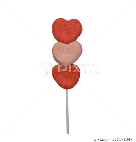 Marshmallow hearts candy on stick for valentine's day 137171347