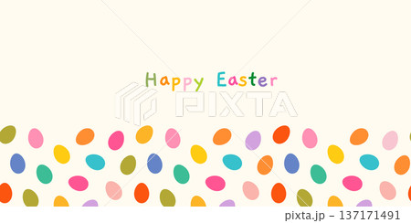Cute Easter pastel colored vector background with colorful eggs, spring design for banners, flyers and invitations 137171491