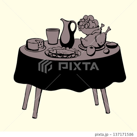 Vector drawing. Tasty feast food Vector drawing. Tasty feast food 137171586