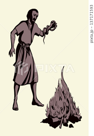 Vector drawing. A snake bit a man's hand Vector drawing. A snake bit a man's hand 137171593