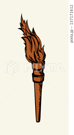 Vector drawing. Big old torchのイラスト素材 [137171612] - PIXTA