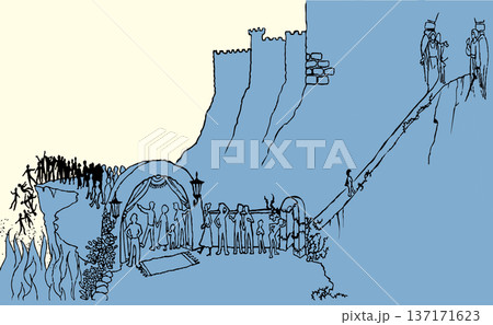 Two different ways. Vector drawing scene 137171623