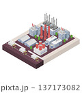 Industrial work plant concept with isometric chimney tower 137173082