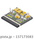 Industrial work plant concept with chimney tower1 isometric 137173083