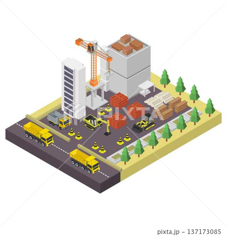 Isometric Construction Site Isometric Construction Site 137173085