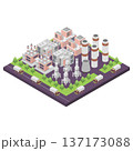 Industrial work plant concept with isometric chimney tower 137173088