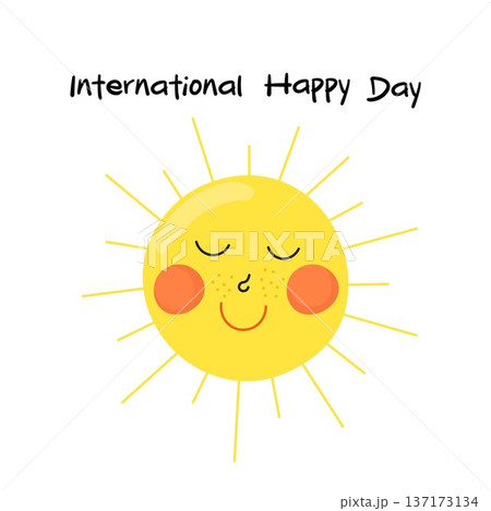 International happy day illustration with happy smiling sun 137173134