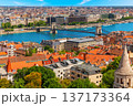 Skyline panorama of Budapest with Chain Bridge over the Danube River, Hungary 137173364