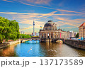 Sunset view on Museum Island and the bridge over the river Spree, Berlin, Germany 137173589