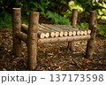 wooden children bed in the forest 137173598