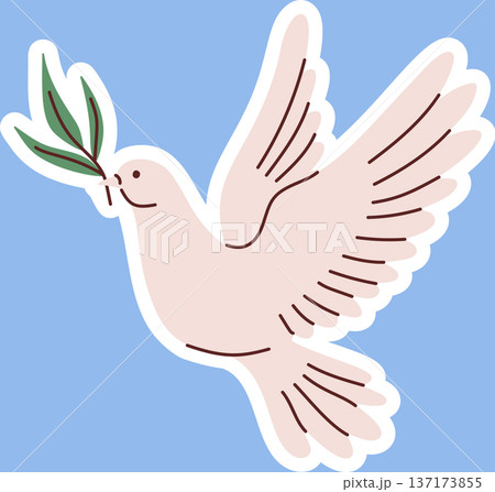 Dove with twig Easter sticker 137173855