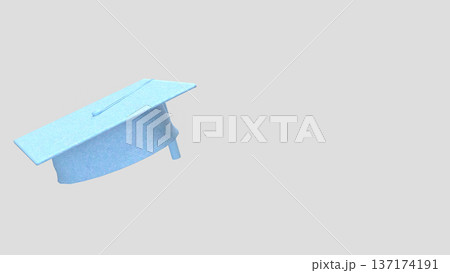 Light Blue Graduation Cap Isolated on Gray Background 3d render. 137174191