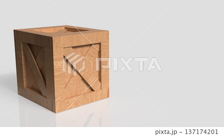 Wooden Shipping Crate Box Isolated on Gray Background 3d render. 137174201