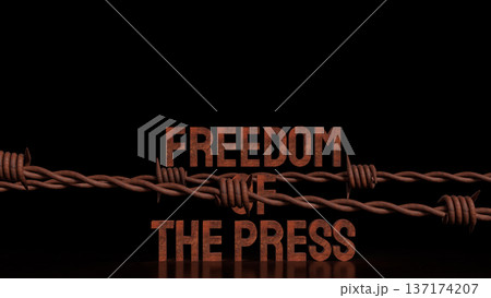 Freedom of the Press Restricted by Barbed Wire Concept 3d render. 137174207