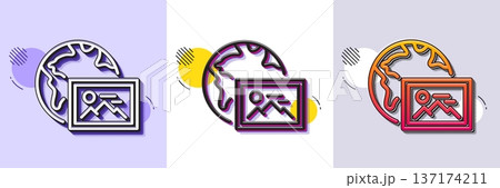Web photo line icon. Halftone dotted pattern. Gradient icon with grain shadow. Image thumbnail sign. Picture album placeholder symbol. Line web photo icon. Various designs. Vector Web photo line icon. Halftone dotted pattern. Gradient icon with grain shadow. Image thumbnail sign. Picture album placeholder symbol. Line web photo icon. Various designs. Vector 137174211