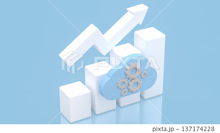 Cloud Computing Growth Concept with Upward Arrow Chart 3d render. 137174228