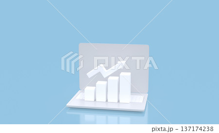 Online Business Growth Analytics on Laptop Screen 3d render. 137174238