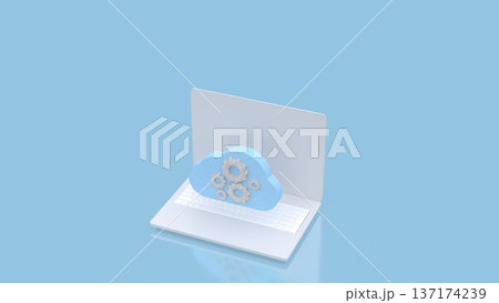 Cloud Computing Technology Concept on Laptop Screen 3d render. Cloud Computing Technology Concept on Laptop Screen 3d render. 137174239