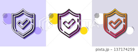 Check mark line icon. Halftone dotted pattern. Gradient icon with grain shadow. Accepted or Approve sign. Tick shield symbol. Line confirmed icon. Various designs. Vector Check mark line icon. Halftone dotted pattern. Gradient icon with grain shadow. Accepted or Approve sign. Tick shield symbol. Line confirmed icon. Various designs. Vector 137174259