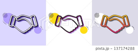 Handshake line icon. Halftone dotted pattern. Gradient icon with grain shadow. Hand gesture sign. Business deal palm symbol. Line handshake icon. Various designs. Vector Handshake line icon. Halftone dotted pattern. Gradient icon with grain shadow. Hand gesture sign. Business deal palm symbol. Line handshake icon. Various designs. Vector 137174288