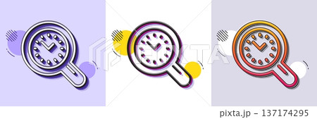 Time management line icon. Halftone dotted pattern. Gradient icon with grain shadow. Clock sign. Work analysis symbol. Line time management icon. Various designs. Vector Time management line icon. Halftone dotted pattern. Gradient icon with grain shadow. Clock sign. Work analysis symbol. Line time management icon. Various designs. Vector 137174295