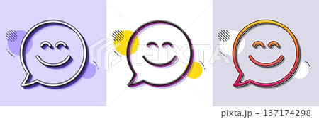 Smile chat line icon. Halftone dotted pattern. Gradient icon with grain shadow. Happy emoticon sign. Speech bubble symbol. Line smile chat icon. Various designs. Vector Smile chat line icon. Halftone dotted pattern. Gradient icon with grain shadow. Happy emoticon sign. Speech bubble symbol. Line smile chat icon. Various designs. Vector 137174298