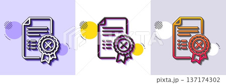 Reject certificate line icon. Halftone dotted pattern. Gradient icon with grain shadow. Decline document sign. Wrong file. Line reject certificate icon. Various designs. Vector Reject certificate line icon. Halftone dotted pattern. Gradient icon with grain shadow. Decline document sign. Wrong file. Line reject certificate icon. Various designs. Vector 137174302