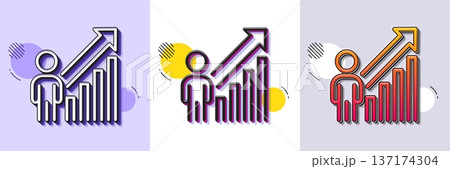 Employee result line icon. Halftone dotted pattern. Gradient icon with grain shadow. Business growth statistics sign. Human resource symbol. Line employee result icon. Various designs. Vector Employee result line icon. Halftone dotted pattern. Gradient icon with grain shadow. Business growth statistics sign. Human resource symbol. Line employee result icon. Various designs. Vector 137174304