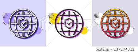 Global insurance line icon. Halftone dotted pattern. Gradient icon with grain shadow. Travel risk coverage sign. Policyholder protection symbol. Line global insurance icon. Various designs. Vector Global insurance line icon. Halftone dotted pattern. Gradient icon with grain shadow. Travel risk coverage sign. Policyholder protection symbol. Line global insurance icon. Various designs. Vector 137174312
