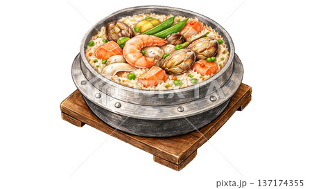 海鮮五目釜めしイラスト 137174355