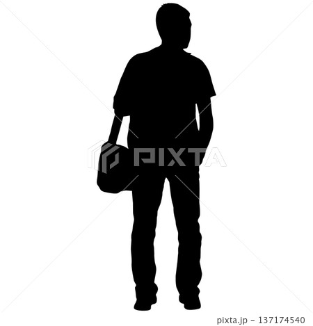 Black silhouette of a man standing in confident pose isolated on white background. Masculine concept for business, fitness, or lifestyle design Black silhouette of a man standing in confident pose isolated on white background. Masculine concept for business, fitness, or lifestyle design 137174540