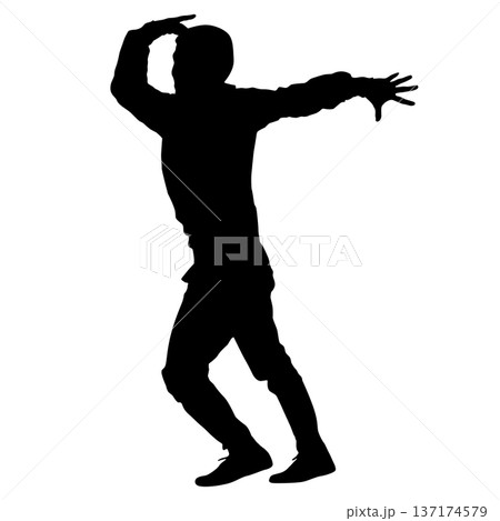 Black silhouette of a breakdancer in dynamic street dance pose isolated on white background. Urban culture concept for hip hop music design, sport wear, or graffiti style art Black silhouette of a breakdancer in dynamic street dance pose isolated on white background. Urban culture concept for hip hop music design, sport wear, or graffiti style art 137174579