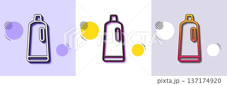 Cleaning shampoo line icon. Halftone dotted pattern. Gradient icon with grain shadow. Washing liquid or Cleanser symbol. Housekeeping equipment sign. Line shampoo icon. Various designs. Vector 137174920
