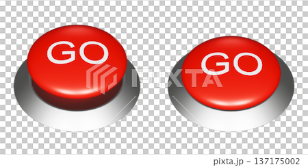 3DCG illustration of a red push button with the word GO written on it. Button on/off illustration icon 3DCG illustration of a red push button with the word GO written on it. Button on/off illustration icon 137175002