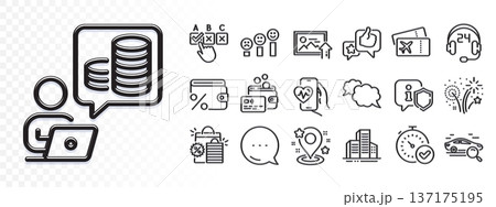 Consulting, Cardio training and Upload photo line icons for web app. Glare of light effect. Message icon. Pack of Shield, Budget accounting, Boarding pass pictogram icons. Vector Consulting, Cardio training and Upload photo line icons for web app. Glare of light effect. Message icon. Pack of Shield, Budget accounting, Boarding pass pictogram icons. Vector 137175195