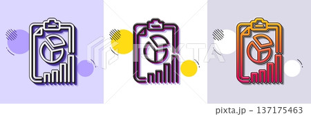 Report line icon. Halftone dotted pattern. Gradient icon with grain shadow. Column graph, pie chart sign. Market analytics symbol. Line report icon. Various designs. Vector Report line icon. Halftone dotted pattern. Gradient icon with grain shadow. Column graph, pie chart sign. Market analytics symbol. Line report icon. Various designs. Vector 137175463