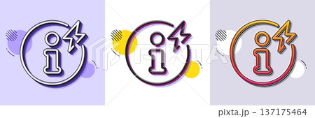 Power info line icon. Halftone dotted pattern. Gradient icon with grain shadow. Electric energy information sign. Charge inform symbol. Line power info icon. Various designs. Vector Power info line icon. Halftone dotted pattern. Gradient icon with grain shadow. Electric energy information sign. Charge inform symbol. Line power info icon. Various designs. Vector 137175464