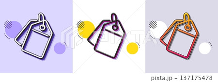 Sale tags line icon. Halftone dotted pattern. Gradient icon with grain shadow. Shopping labels. Discount coupon symbol. Line sale tags icon. Various designs. Vector 137175478