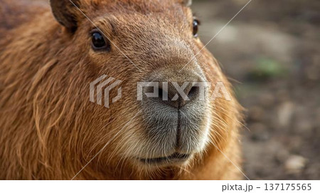 カピバラの顔アップ 137175565