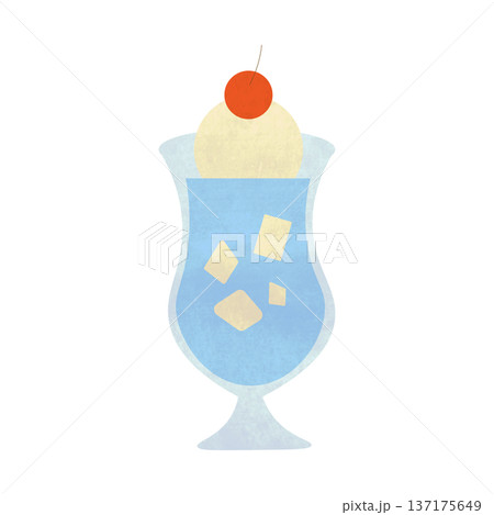 水彩風 ブルーハワイ クリームソーダのイラスト 透過PNG アイコン 水彩風 ブルーハワイ クリームソーダのイラスト 透過PNG アイコン 137175649