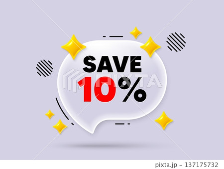 Discount chat speech bubble. Social media concept. Save 10 percent off tag. Sale Discount offer price sign. Special offer symbol. 3d sparkles chat bubble. Vector Discount chat speech bubble. Social media concept. Save 10 percent off tag. Sale Discount offer price sign. Special offer symbol. 3d sparkles chat bubble. Vector 137175732