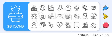 Fireworks, Typewriter and Notification bubble line icons. Interest rate, AI generate, Inflation icons. Pack of Settings blueprint, Add handbag, Question bubbles icon. Vector 137176009