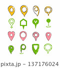 set of bright icons for displaying location on map. 137176024