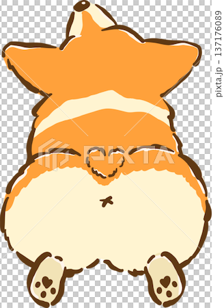 Cute Corgi butt sploot cartoon hand drawn 137176089