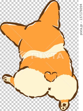 Cute Corgi butt climbing cartoon hand drawn 137176094