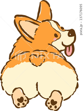 Cute Corgi sploot butt cartoon hand drawn Cute Corgi sploot butt cartoon hand drawn 137176095