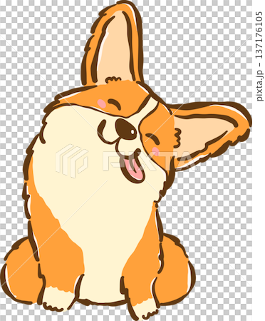 Cute Silly Corgi dog sitting tongue out cartoon hand drawn Cute Silly Corgi dog sitting tongue out cartoon hand drawn 137176105
